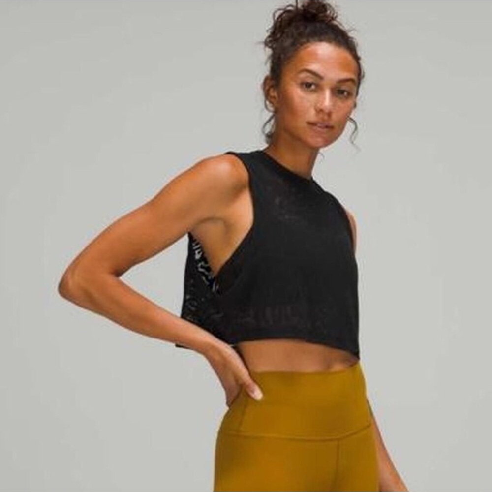 🌼LULULEM🍋N All Yours Crop Tank Top Veil – Black Size 8